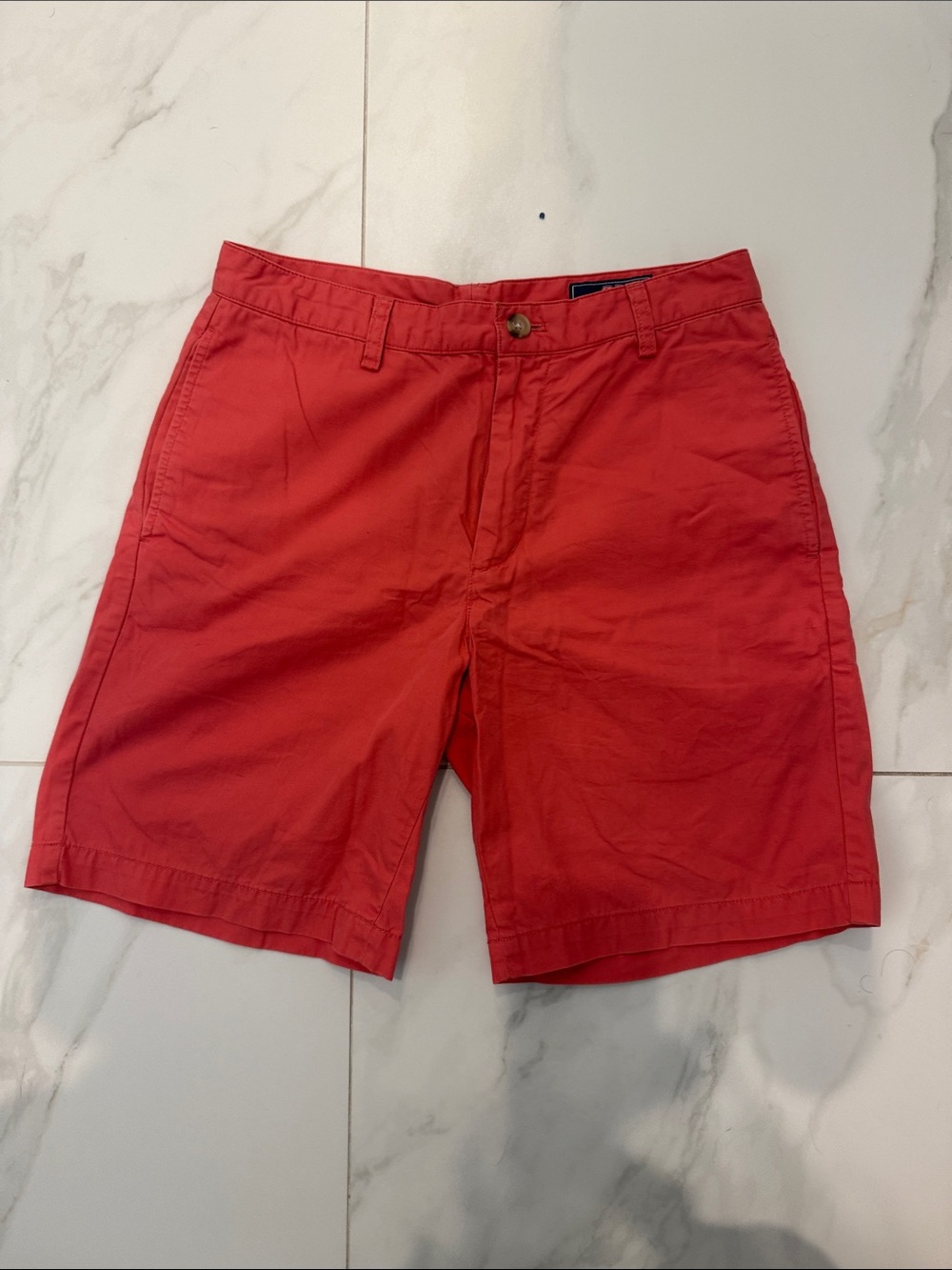 Vineyard Vines Coral-Red Flat Front Chino Shorts